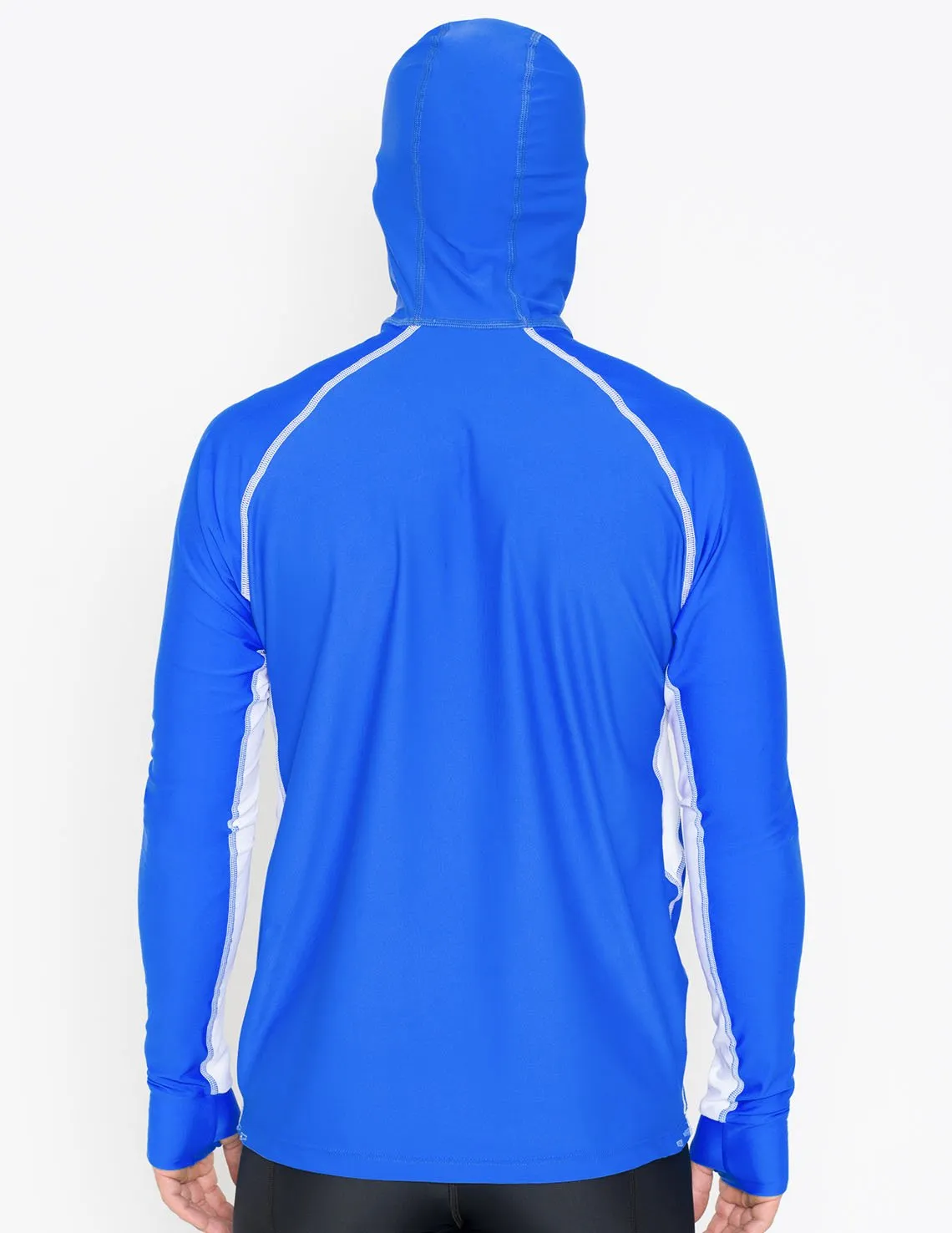 Men's Snorkel Hoodie Long Sleeve Rash Guard - Royal/White
