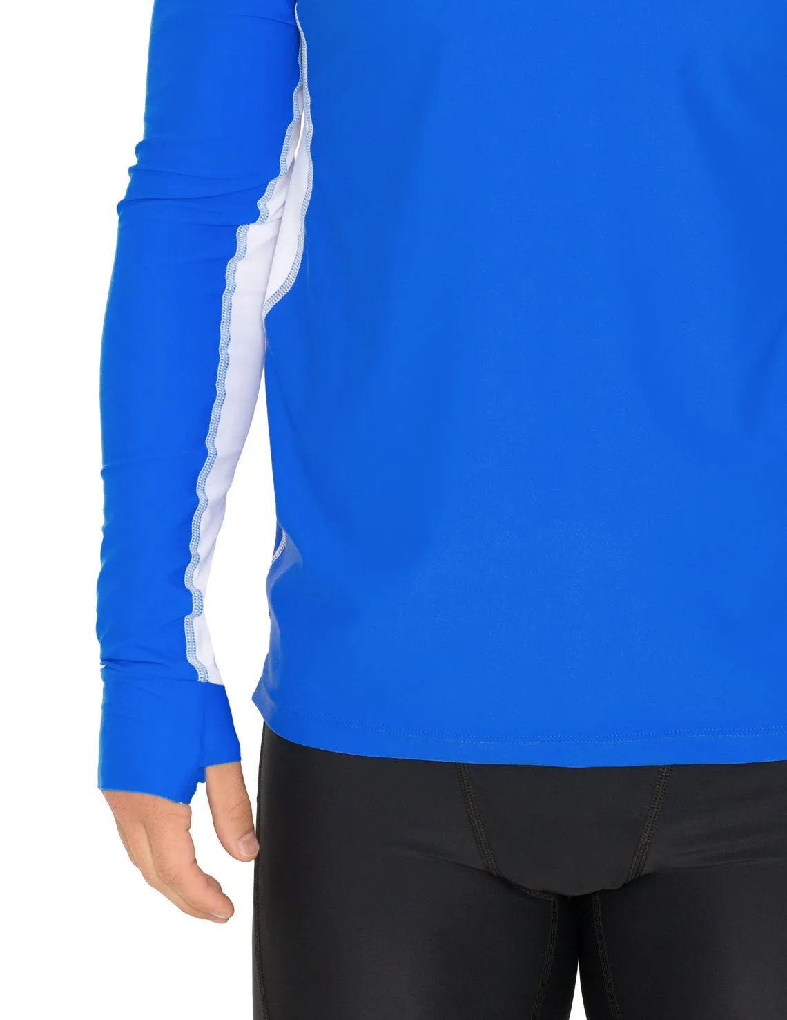 Men's Snorkel Hoodie Long Sleeve Rash Guard - Royal/White
