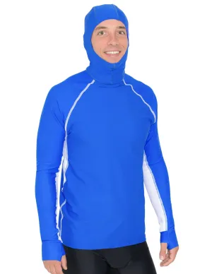 Men's Snorkel Hoodie Long Sleeve Rash Guard - Royal/White