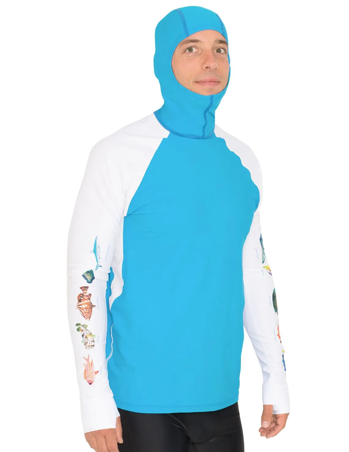 Men's Snorkel Hoodie Rash Guard - Caribbean Fish ID - Hawaii