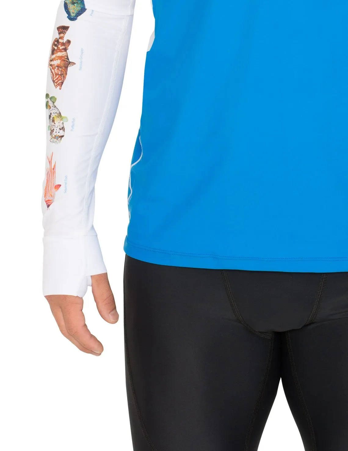 Men's Snorkel Hoodie Rash Guard - Caribbean Fish ID - Navy
