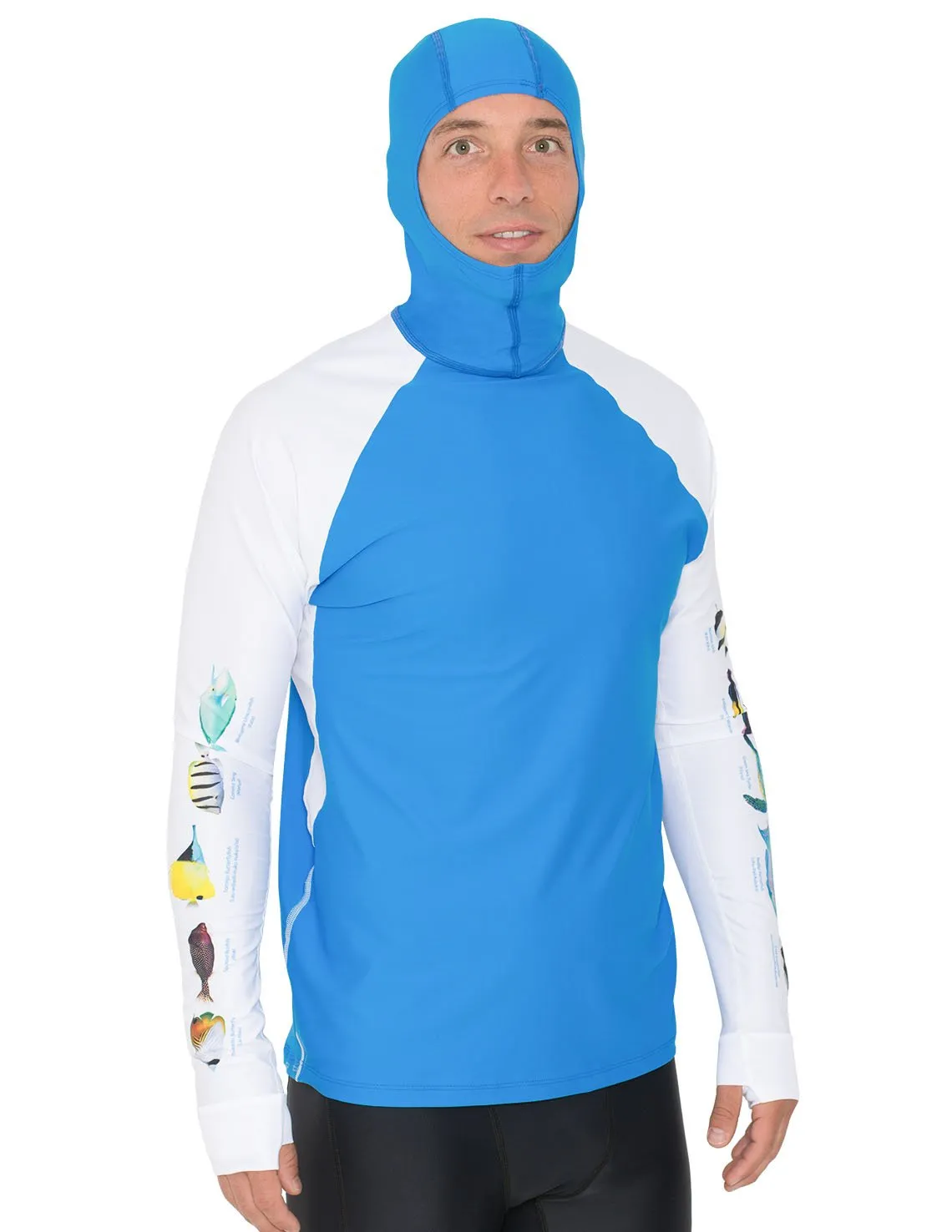 Men's Snorkel Hoodie Rash Guard - Hawaii Fish ID - White