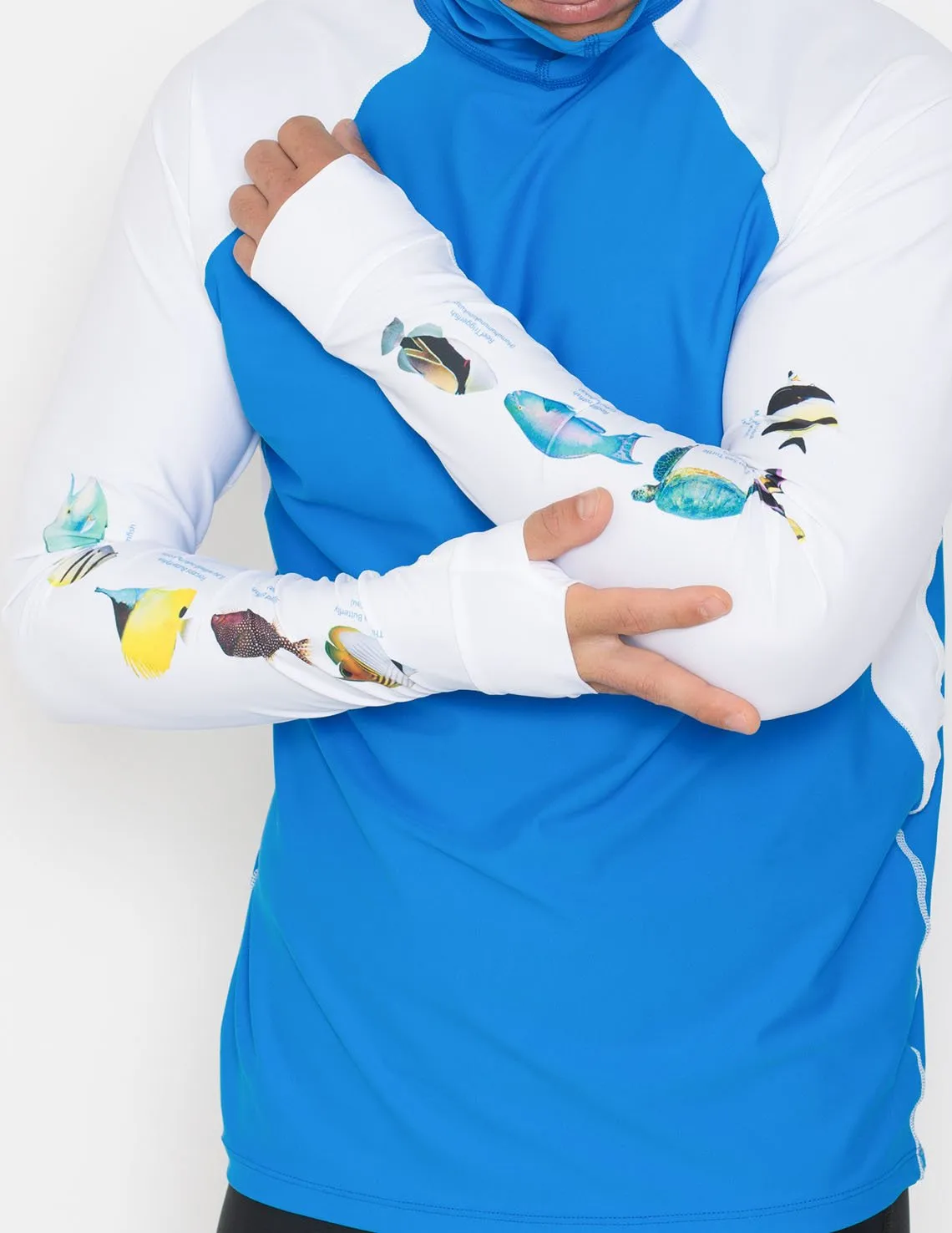 Men's Snorkel Hoodie Rash Guard - Hawaii Fish ID - White