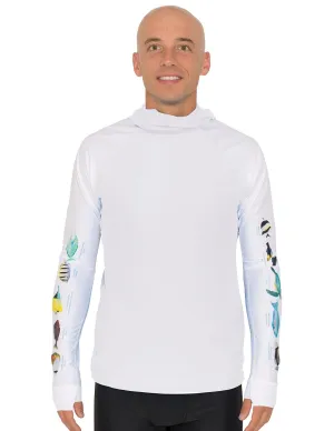 Men's Snorkel Hoodie Rash Guard - Hawaii Fish ID - White