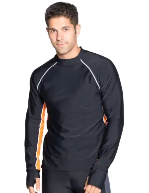 Men's Snorkel Long Sleeve Rash Guard - Black / Orange
