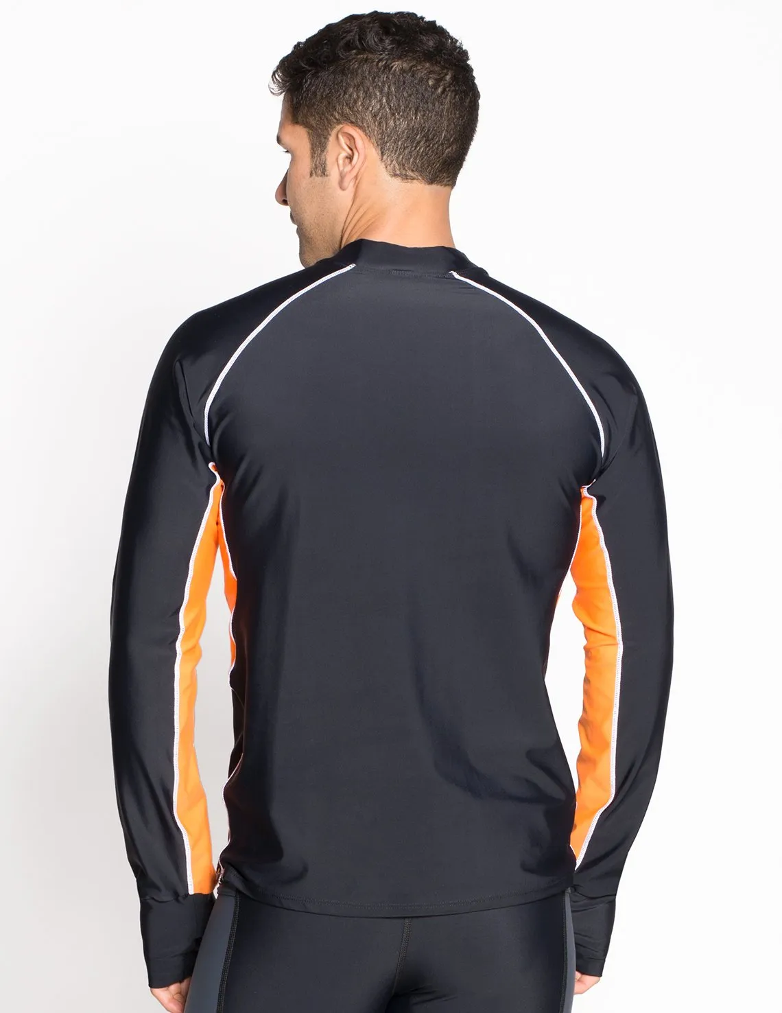 Men's Snorkel Long Sleeve Rash Guard - Black / Orange