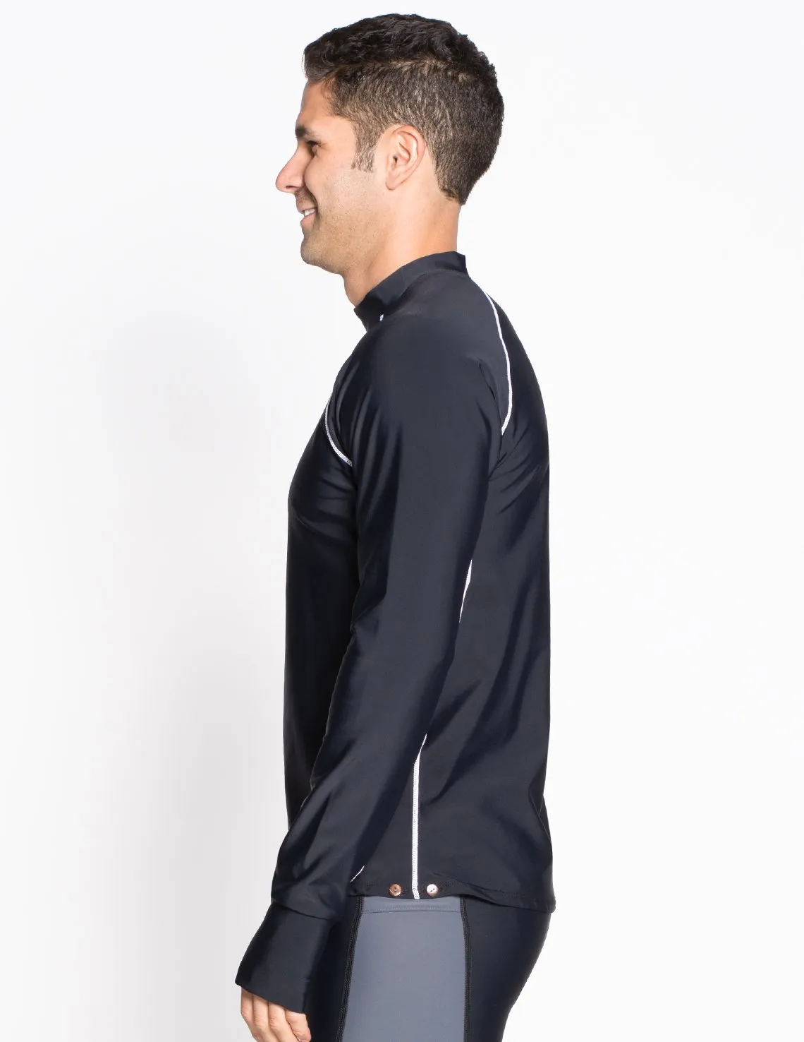 Men's Snorkel Long Sleeve Rash Guard - Black / Orange