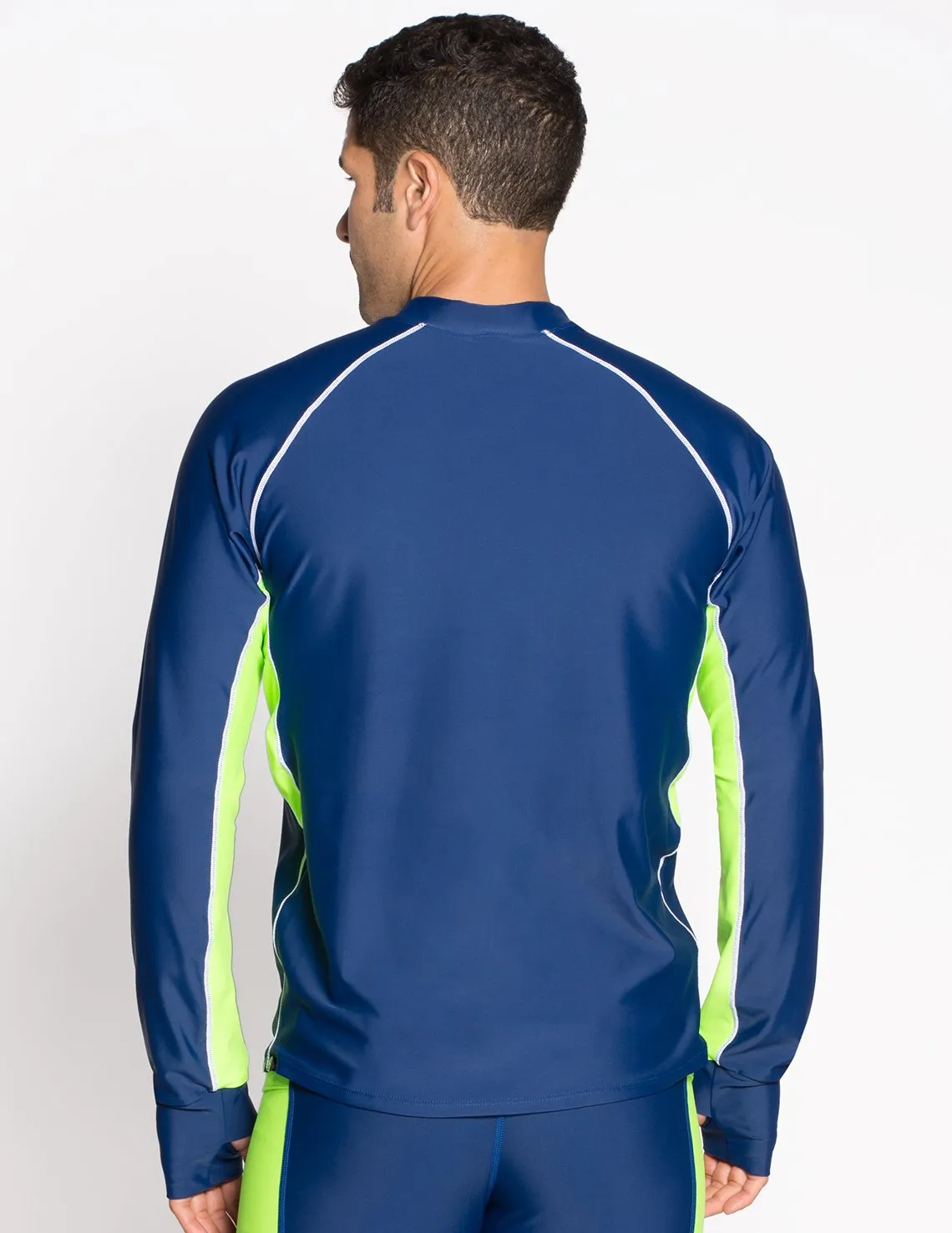 Men's Snorkel Long Sleeve Rash Guard - Navy / Neon Green
