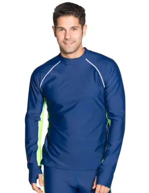 Men's Snorkel Long Sleeve Rash Guard - Navy / Neon Green