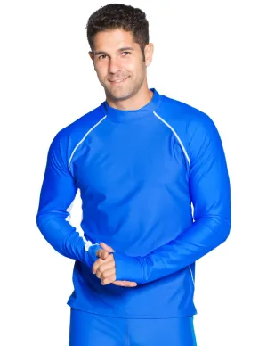 Men's Snorkel Long Sleeve Rash Guard - Royal/White