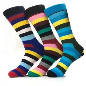 Men's Stripes Colorful Socks Assorted Bundle 3pk Multicolor