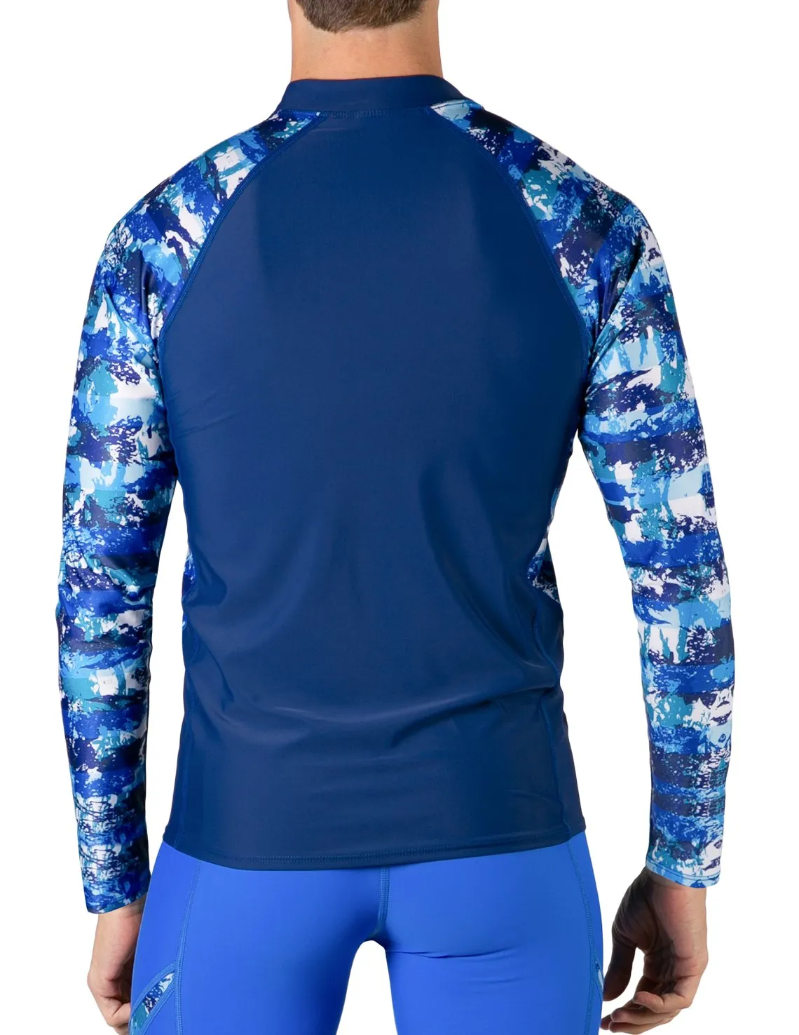 Men's  Swim Performance Long Sleeve Rash Guard - Blue Camo