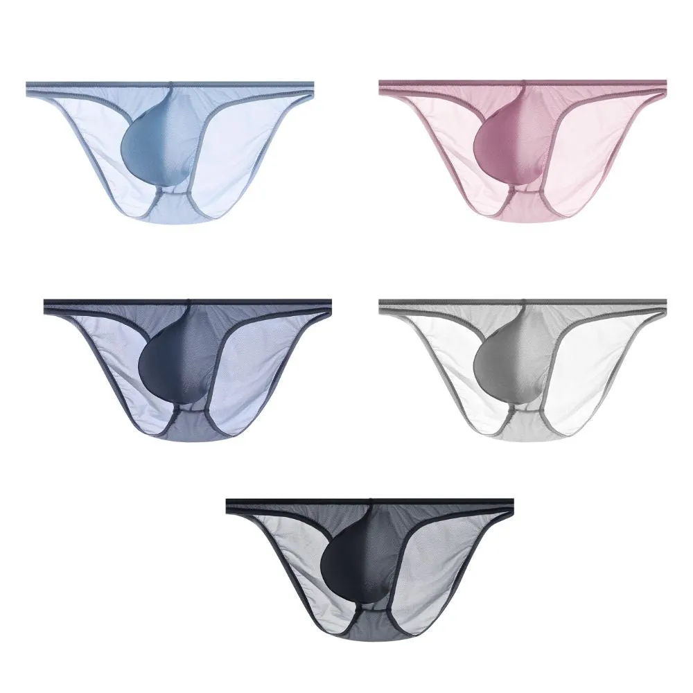 Men's Ultra Thin Mesh Ice Silk Briefs Up to Size XXL (5-Pack) JEWYEE 023RSJ