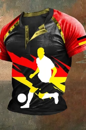 Men's Vintage 2024 German Henley Neck T-Shirt