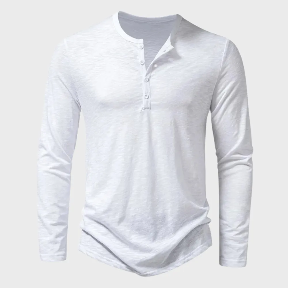 Men's Vintage Style Long Sleeve Henley T-Shirt