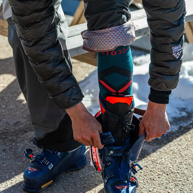 Merino Skiing Socks Men | Taupe / Red