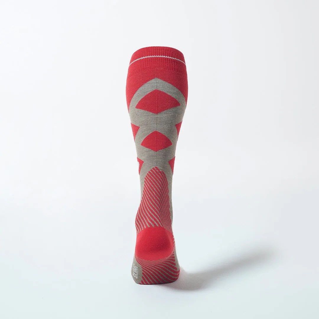 Merino Skiing Socks Men | Taupe / Red