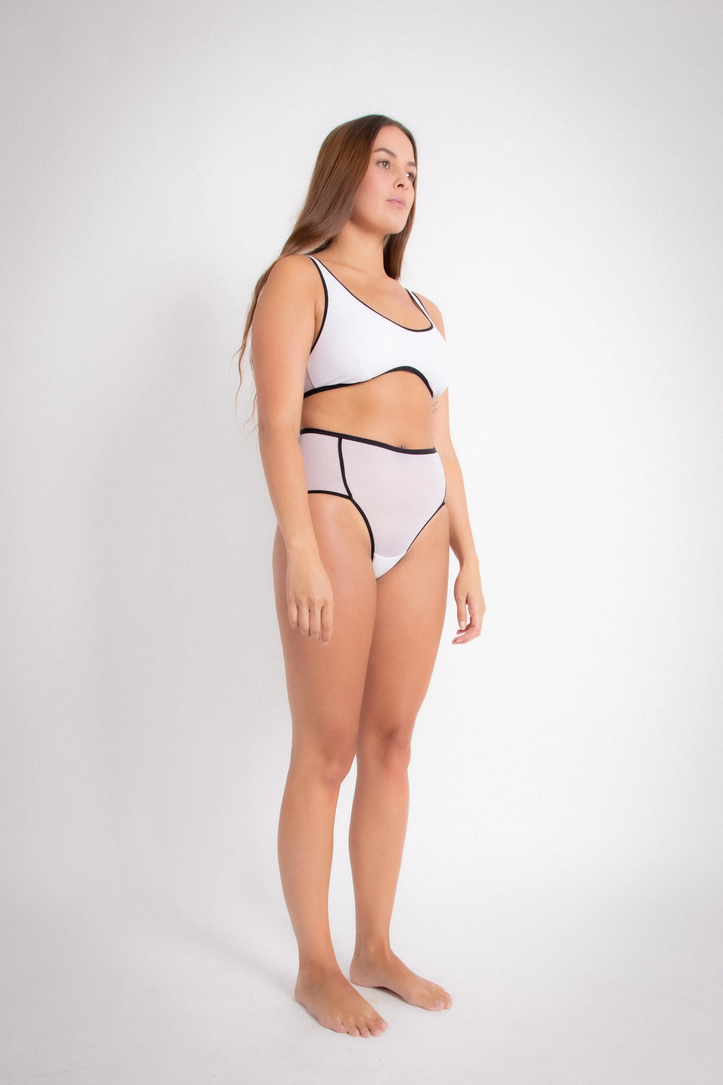 Mesh Full Brief - Black on White (PO)