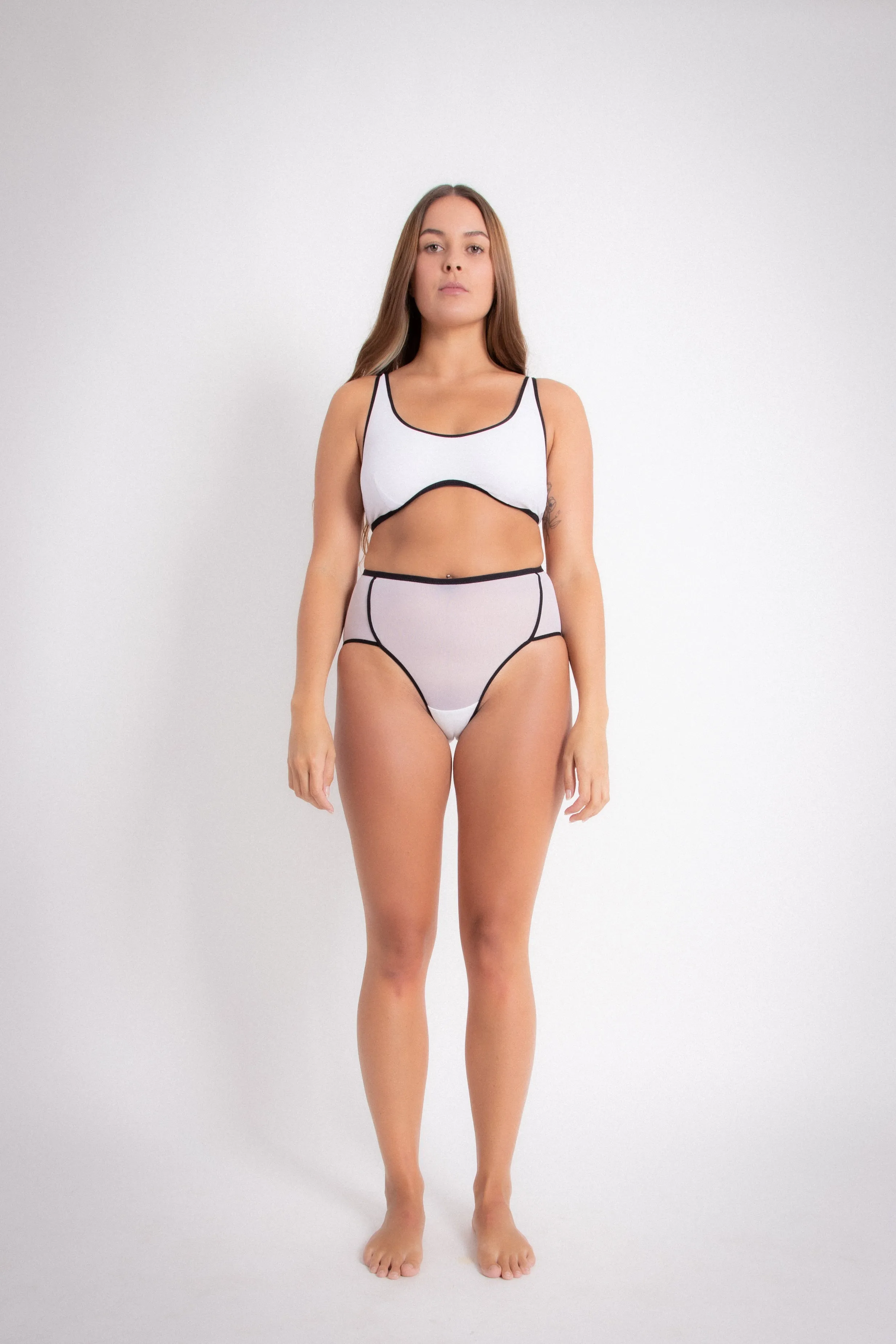 Mesh Full Brief - Black on White (PO)