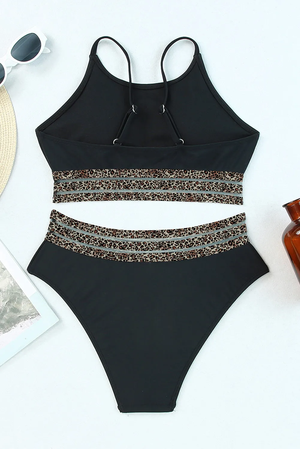 Mesh Trim 2pcs Bikini Swimsuit