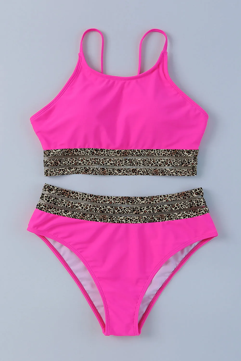 Mesh Trim 2pcs Bikini Swimsuit