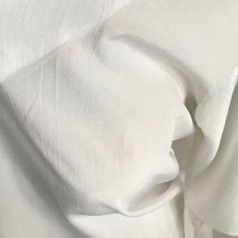 Mesh V-Neck Flare Sleeve Women Tops / White Patchwork Three Quarter Loose High Street Summer Women Tops