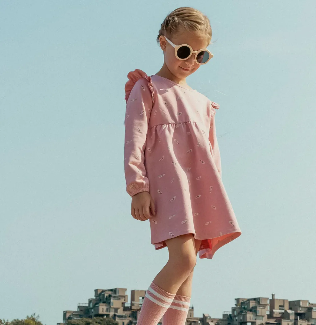 Miles the Label Sneaker Print Rose Terry Dress