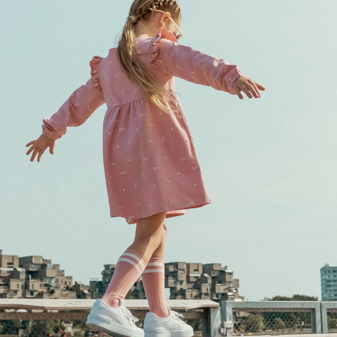 Miles the Label Sneaker Print Rose Terry Dress