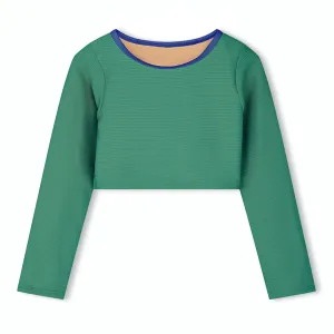 Mini Rib L/Slv Crop Rashie Top - Emerald
