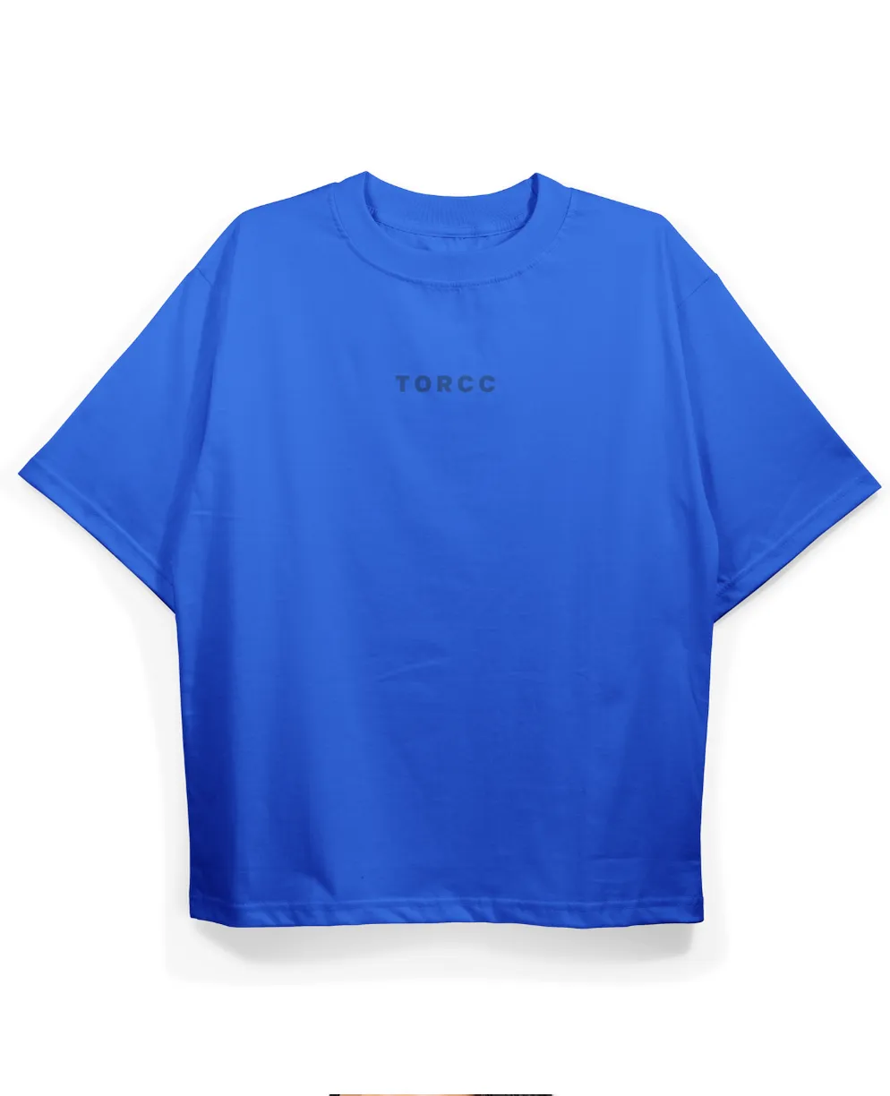 Minimal Blue Printed Oversized T-shirt | Drop Shoulder T-shirt