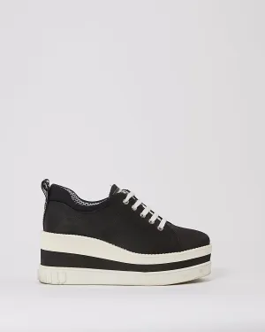 Miu Miu Black Nylon Platform Lace Up Sneakers - 38