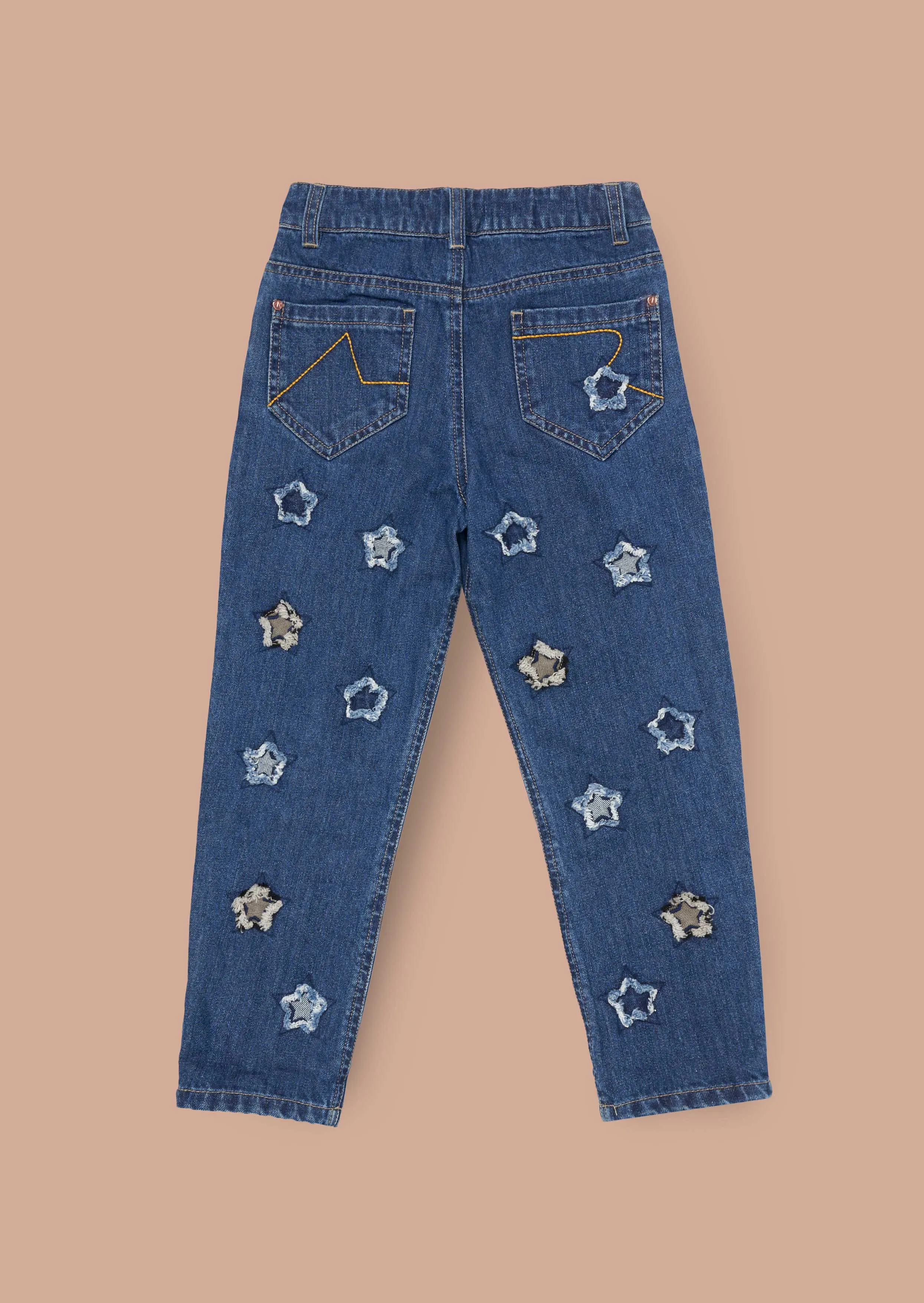 Mollie Blue Star Applique Barrel Fit Jean