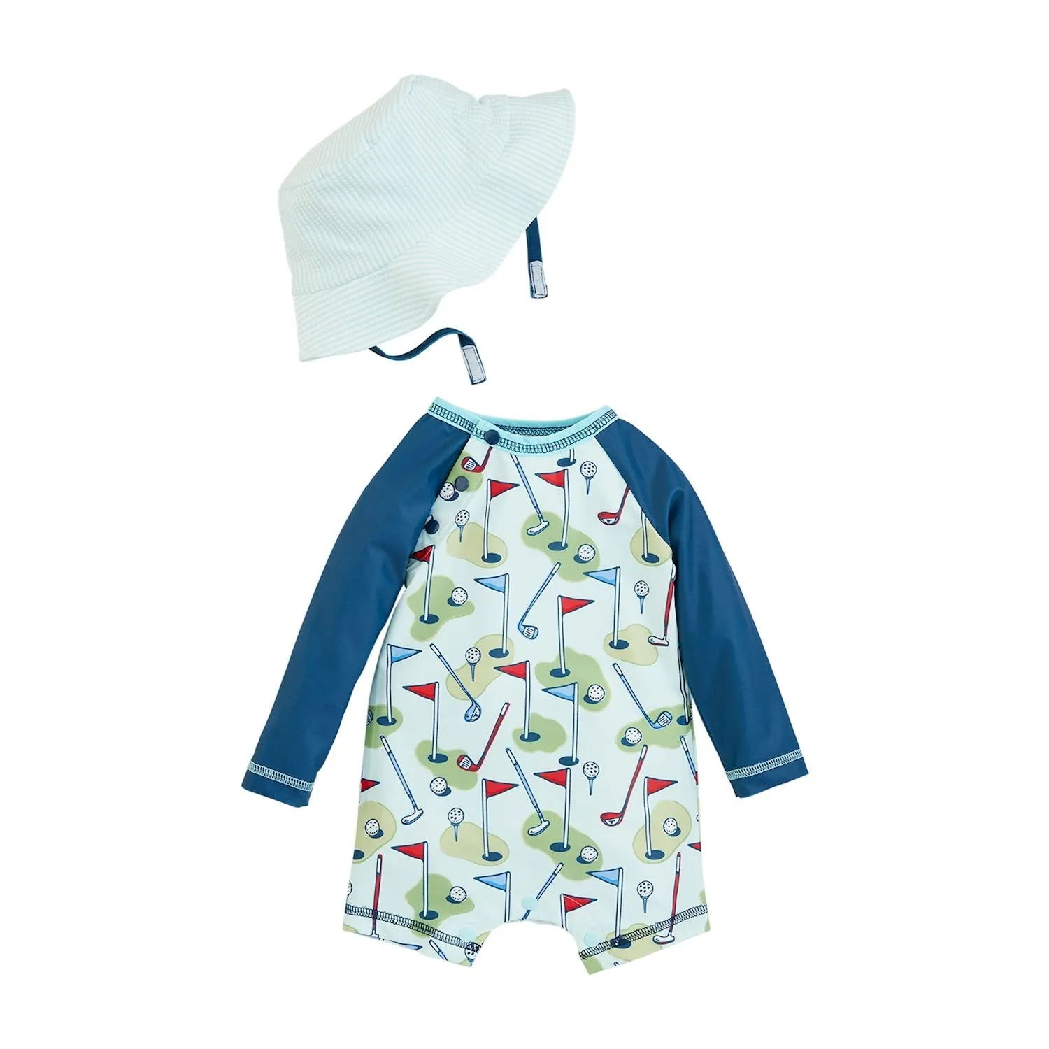 Mud Pie Golf Rash Guard One-Piece & Hat Set