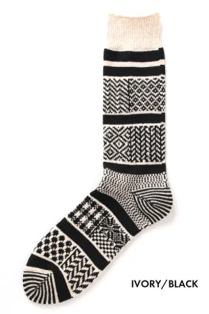 Multi Jacquard Socks - Ivory and Black