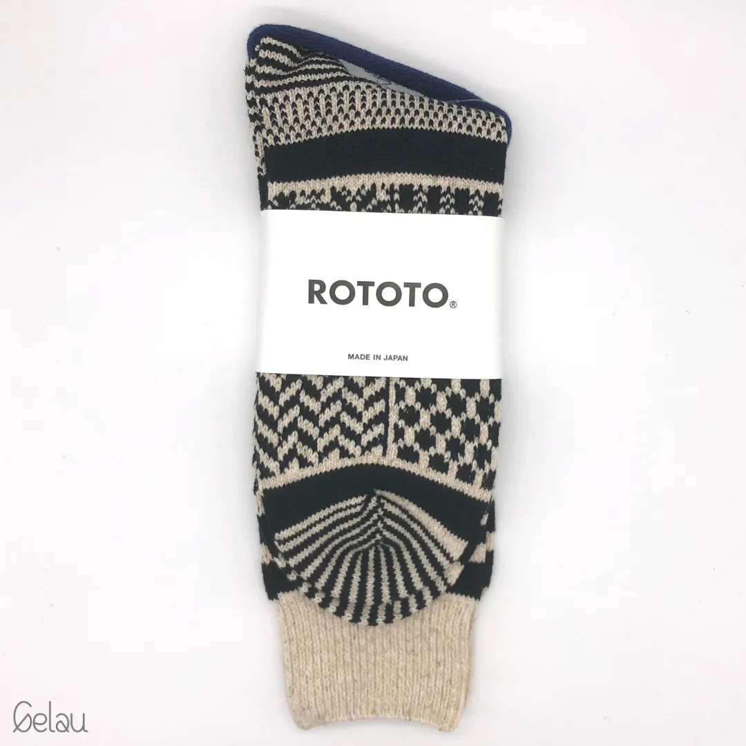 Multi Jacquard Socks - Ivory and Black