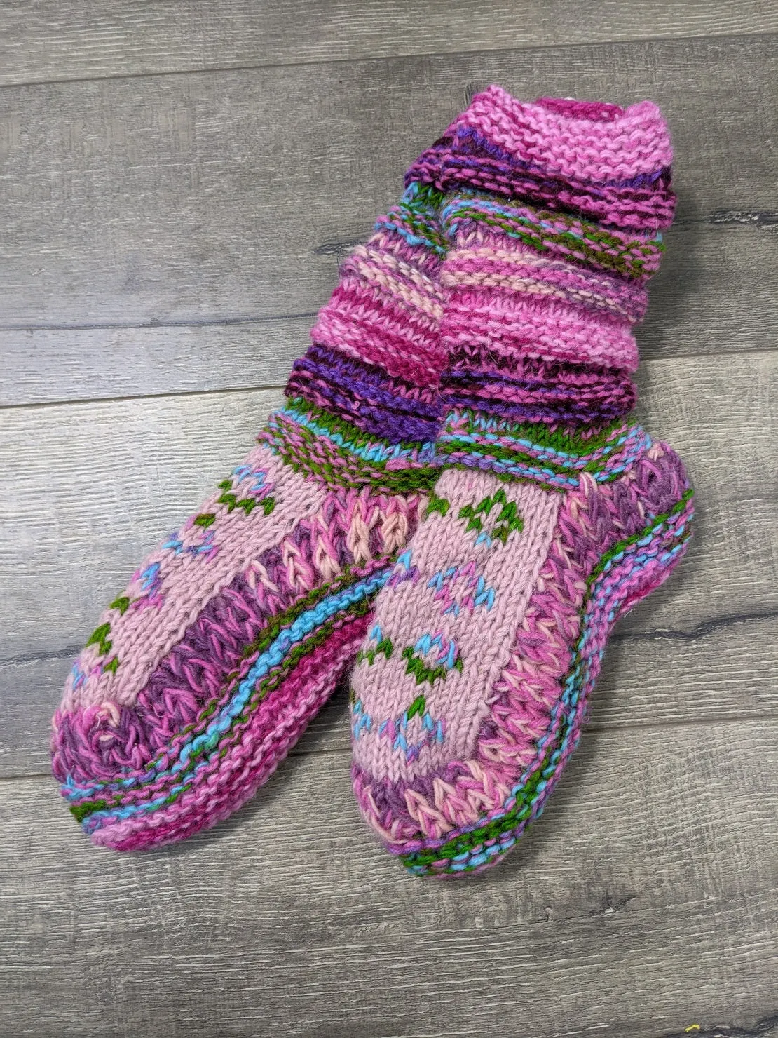 Multi Long Wool Socks Lined