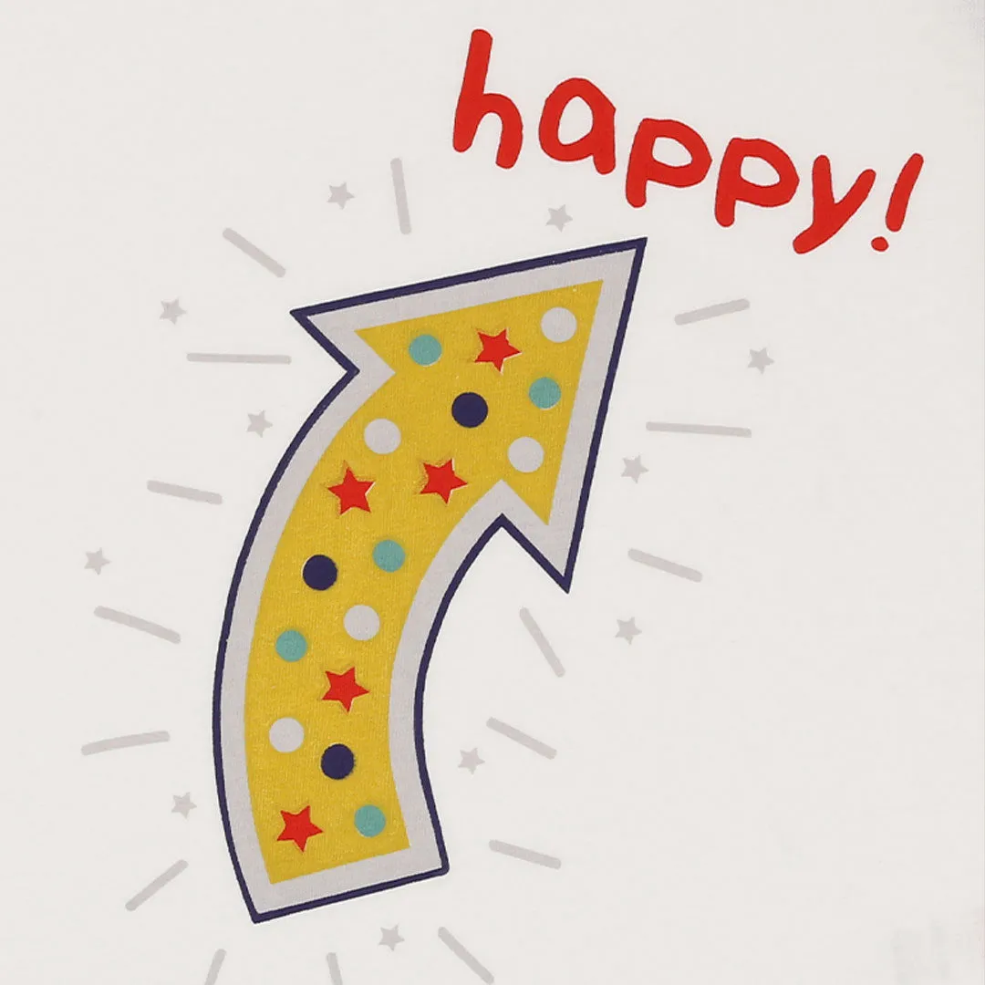 Multicoloured Happy Slogan Print T-Shirt