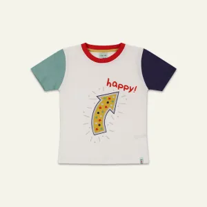 Multicoloured Happy Slogan Print T-Shirt