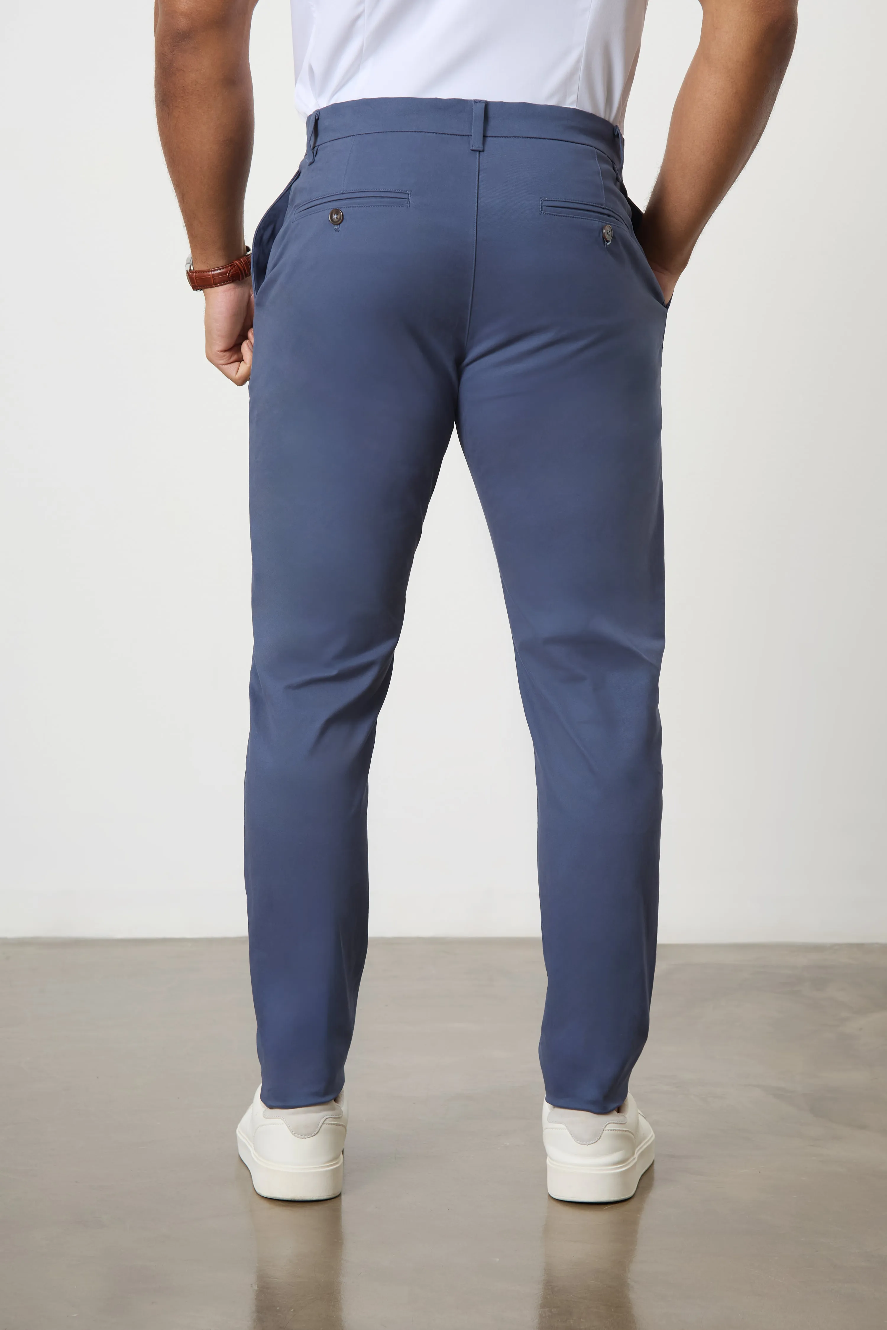 Muscle Fit Cotton Stretch Chino Trouser in Airforce