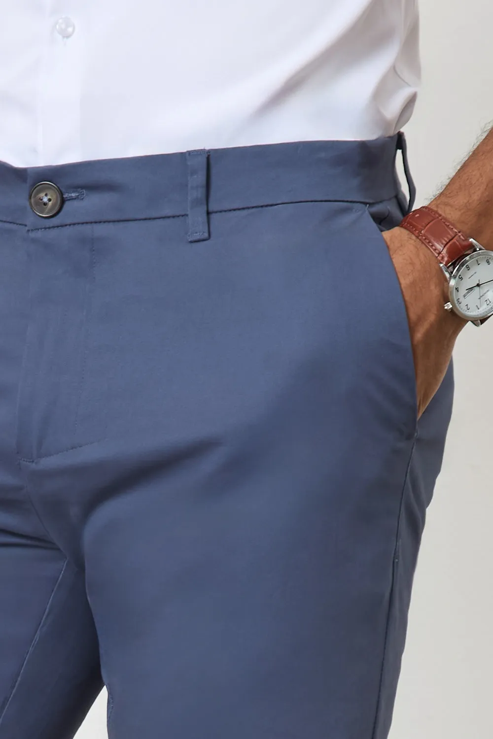 Muscle Fit Cotton Stretch Chino Trouser in Airforce