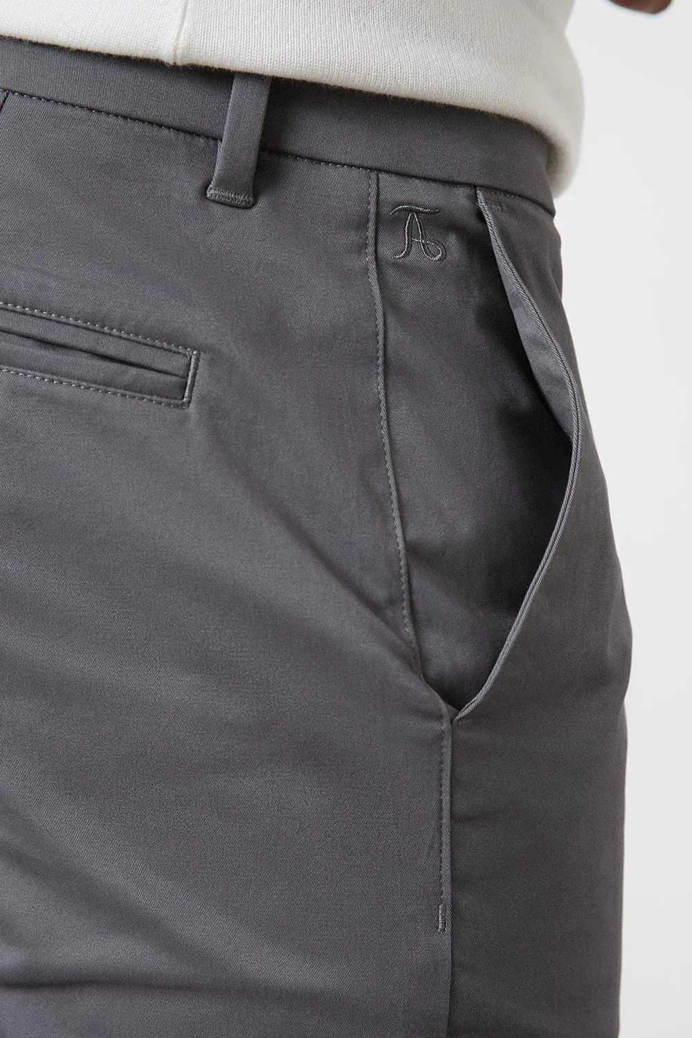 Muscle Fit Cotton Stretch Chino Trouser in Dark Grey