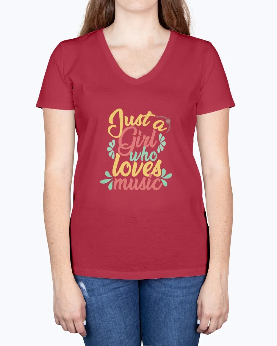 Music Girl-a - Ladies V-neck T-Shirt