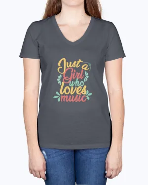 Music Girl-a - Ladies V-neck T-Shirt