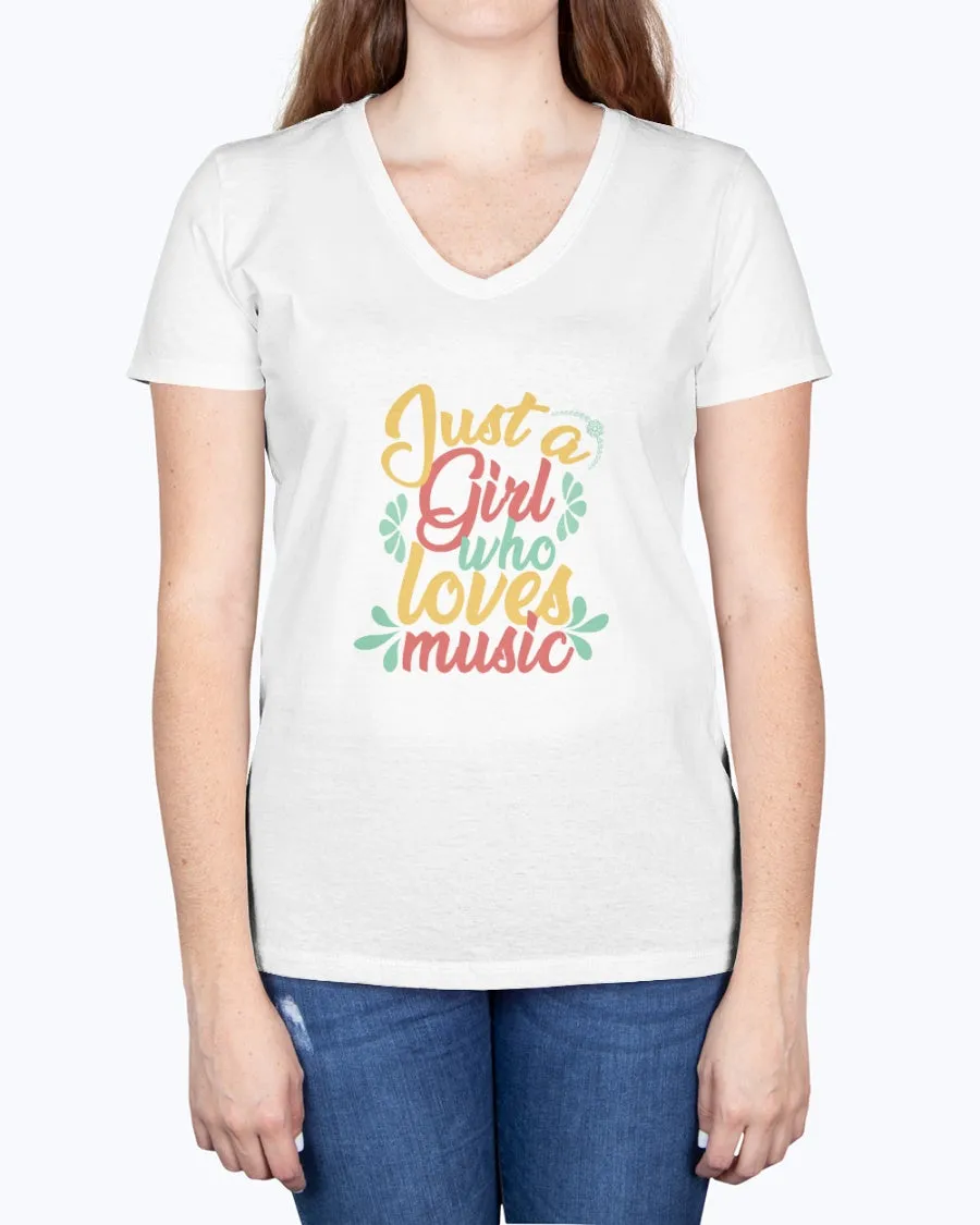 Music Girl-a - Ladies V-neck T-Shirt