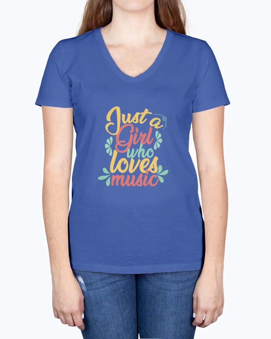 Music Girl-a - Ladies V-neck T-Shirt