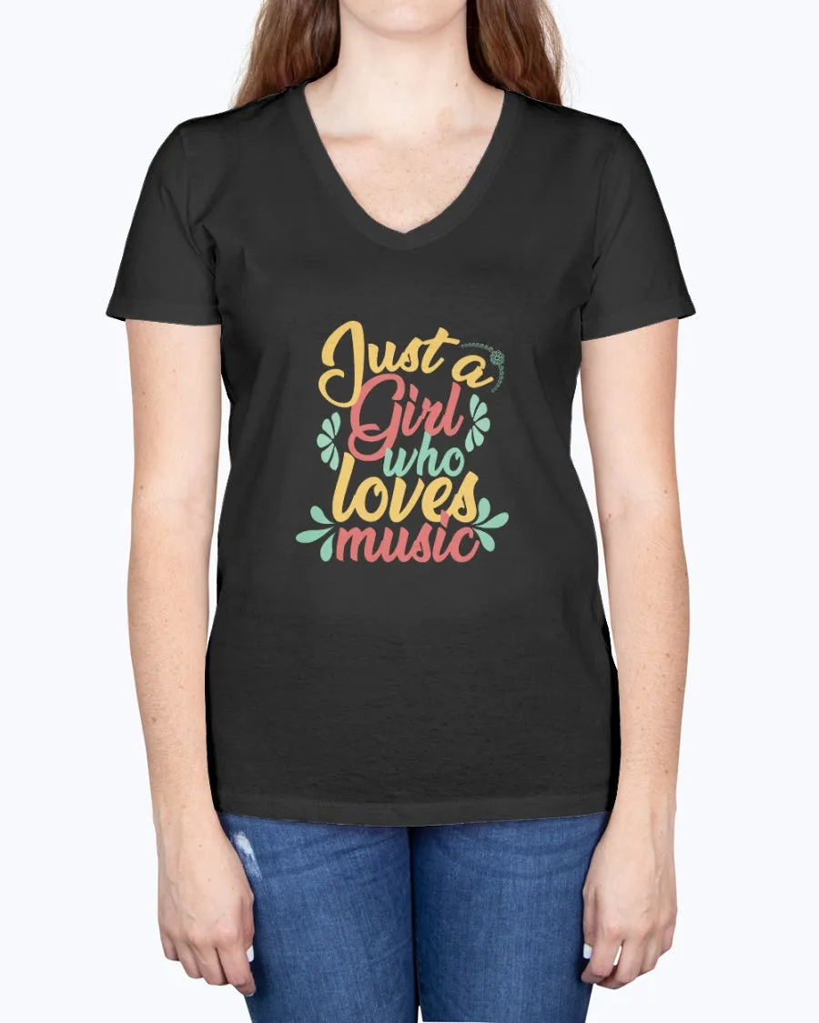 Music Girl-a - Ladies V-neck T-Shirt