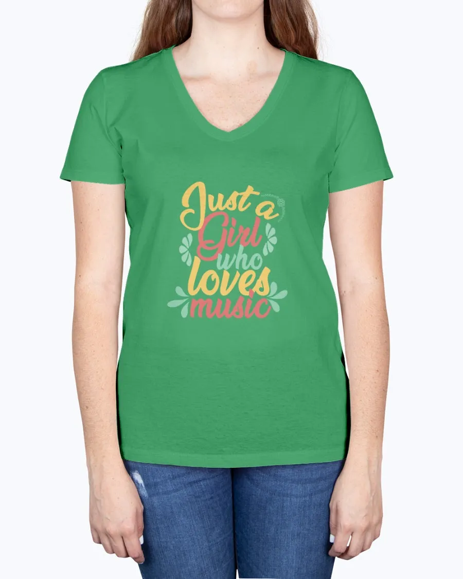 Music Girl-a - Ladies V-neck T-Shirt