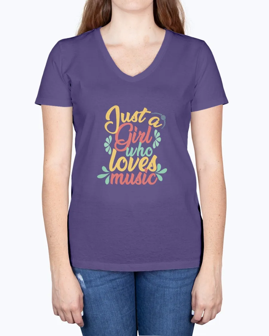 Music Girl-a - Ladies V-neck T-Shirt