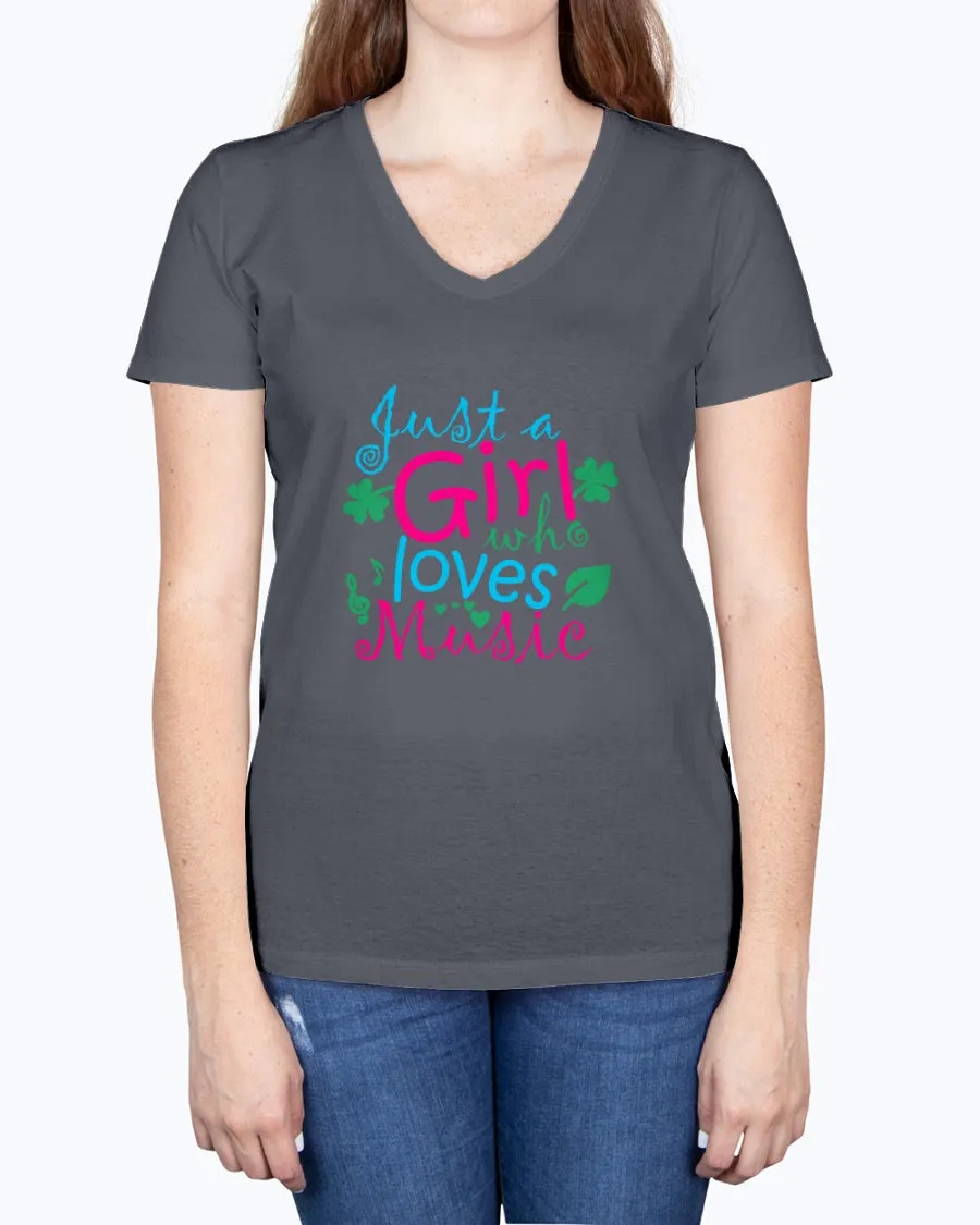Music Girl-b - Ladies V-neck T-Shirt