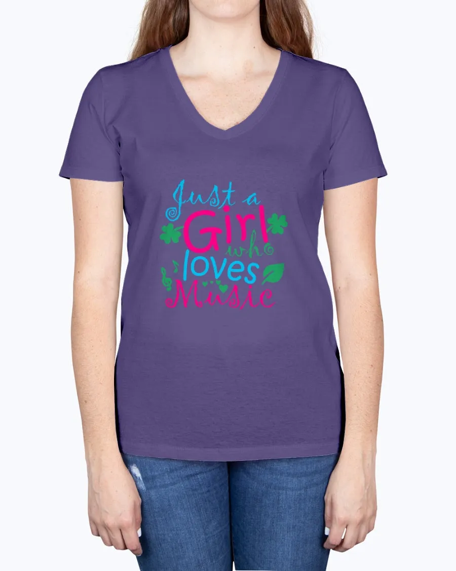 Music Girl-b - Ladies V-neck T-Shirt